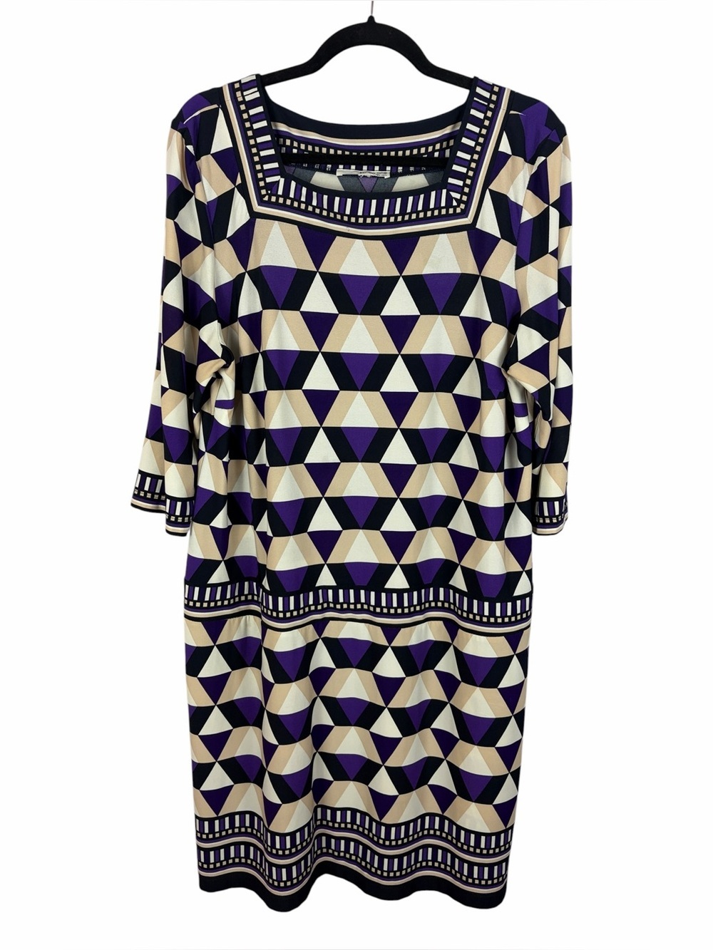 Studio One New York Geometric Triangle Print Square Neck Sheath Dress XL